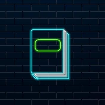 set of book with black color and background removed. neon style. vector