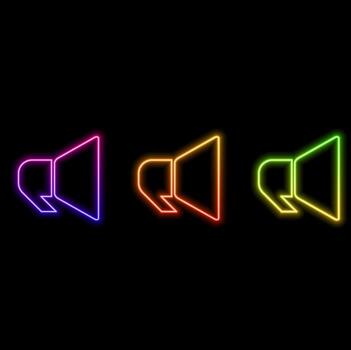 Mechanical megaphone icon. Media elements in neon style icons. Simple icon for websites, web design, mobile app, information graphics vector