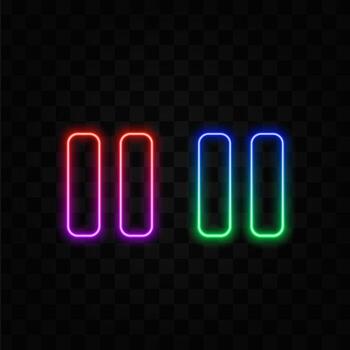 Pause sign icon. Player navigation button. neon style.Gray flat button with shadow. Modern UI website navigation. vector