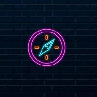 compass icon isolated on white background, illustration. neon style. vector
