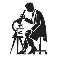 Silhouette scientist using microscope illustration scientific research concept vector
