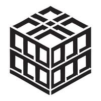 Geometric Cube Silhouette Representing Structure and Form vector