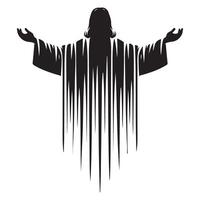 Silhouette Jesus Christ with Open Arms Signifying Divine Blessing Illustration vector