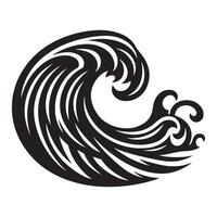 Ocean Wave Silhouette Illustration Design for Surfing Projects vector