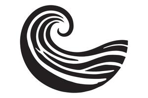 Elegant Wave Curl Silhouette Illustration for Ocean Designs vector