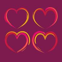 Expressive heart shapes created with bold brushstrokes for frame, border and design element. Abstract artistic style for modern and creative design applications. For posters, invitations, journaling. vector