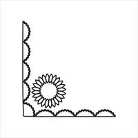 Elegant Floral Corner Border Design with Scalloped Edge and Intricate Line Art for Decorative and Ornamental Use vector