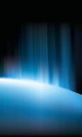 futuristic image with blue light streaks radiating from a bright light source against a dark background vector
