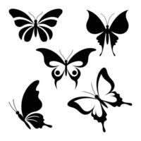 Butterfly Silhouette Bundle with Ornate Wing Patterns vector