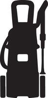 silhouette of a black front view of an electric pressure washer with a white background vector