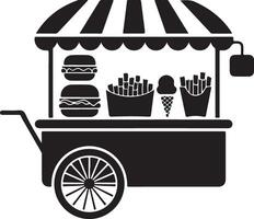 side view of a food cart icon set in silhouette vector
