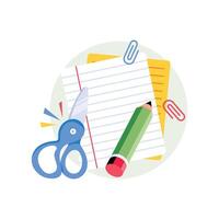 Paper Note With Pencil And Scissors Concepts Style illustrations. EPS 10 File stock illustration vector