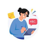 Student Wirting Concepts Style illustrations. EPS 10 File stock illustration vector