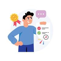 Student Is Showing His Exam Grades Concepts Style illustrations. EPS 10 File stock illustration vector