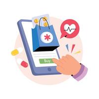 Buying Medicine Online Concepts Style illustrations. EPS 10 File stock illustration vector