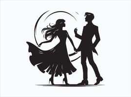 Walking Together Black Color Couple Silhouette Design vector