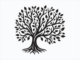 Black Color Tree Branch Silhouette with Curved and Twisted Forms vector