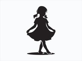 Black Color Child Silhouette in Various Fun Activities vector