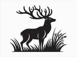 Black Color Deer Silhouette for Logos and Branding Designs vector