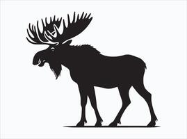 Black Color Moose Silhouette of a Bull Moose in the Wild vector