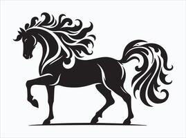 Black Color Horse Silhouette for Race and Riding Themes vector