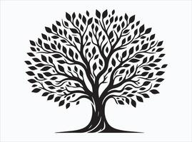 Black Color Tree Silhouette for Nature and Forest Themes vector