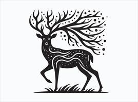 Black Color Deer Silhouette for Hunting and Outdoor Themes vector