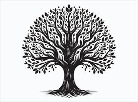Artistic Black Color Tree Silhouette for Unique Designs vector