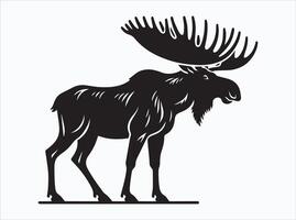 Black Color Moose Silhouette for Logos and Branding Designs vector