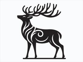 Black Color Deer Silhouette of Doe and Fawn Together vector
