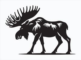 Black Color Moose Silhouette for Rustic and Forest Themes vector