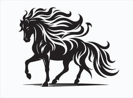 Powerful Black Color Horse Silhouette for Creative Projects vector