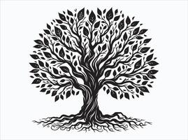 Solid Black Color Tree Silhouette for DIY Craft Projects vector