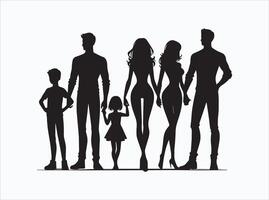 sólido negro color familia silueta para artístico proyectos vector