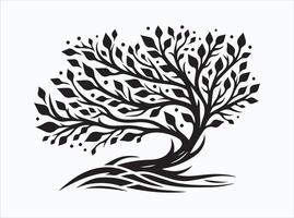 Elegant Black Color Tree Branch Silhouette for Creative Designs vector