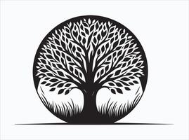 Beautiful Black Color Tree Silhouette for Creative Projects vector