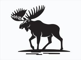 Powerful Black Color Moose Silhouette for Creative Projects vector