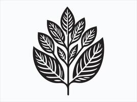 Black Color Leaf Silhouette Featuring Different Tree Leaves vector
