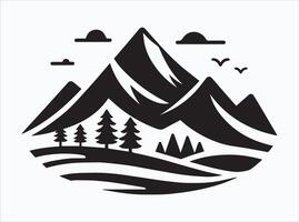 Minimalist Black Color Mountain Silhouette for Stylish Graphics vector