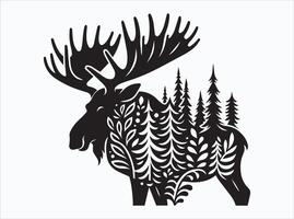 High Quality Black Color Moose Silhouette for Prints and Decor vector