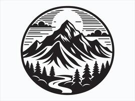 Solid Black Color Mountain Silhouette for DIY Craft Projects vector