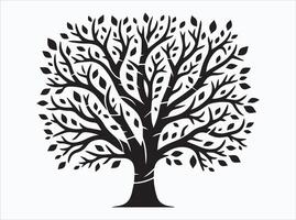 Solid Black Color Tree Branch Silhouette with Detailed Twigs vector