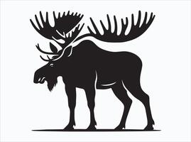 Black Color Moose Silhouette of Standing and Walking Moose vector