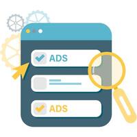 Ad optimization, campaign illustrations and brand promotions vector