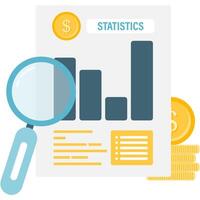 magnifying glass and chart, Data and Statistical Analysis vector