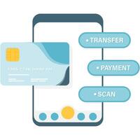 financial applications, smartphone with credit card elements and digital financial application functions vector
