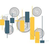 stock investment, candlestick with coin background vector