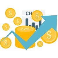 financial growth chart, business illustrations and financial reports vector