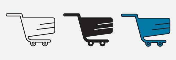Stylish Shopping Cart Icons in Three Variants vector