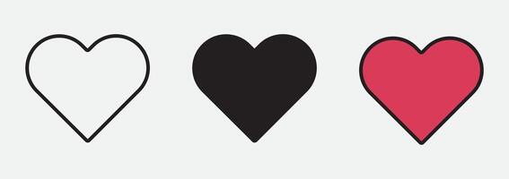 Stylish Heart Icons Set for Design Projects vector
